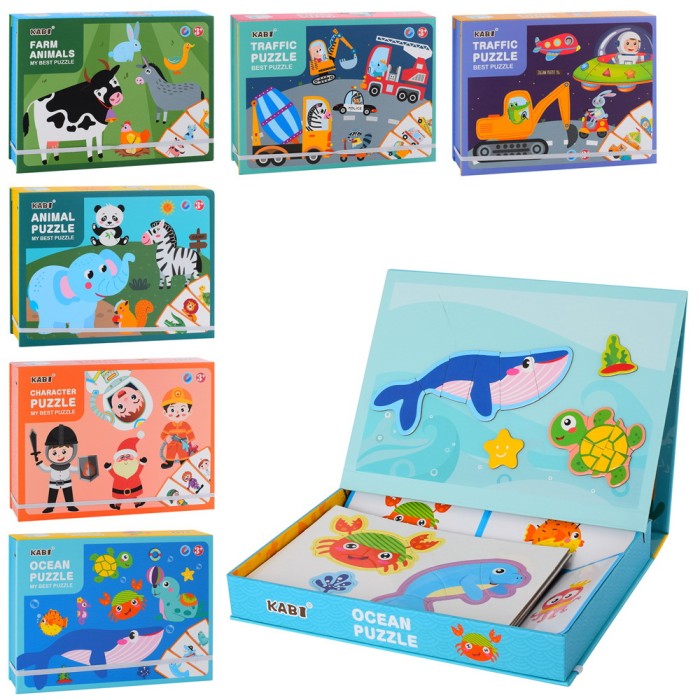 Дерев'яна іграшка «Пазли магнітні» картки, в асортименті, у пакеті 27х20х4 см