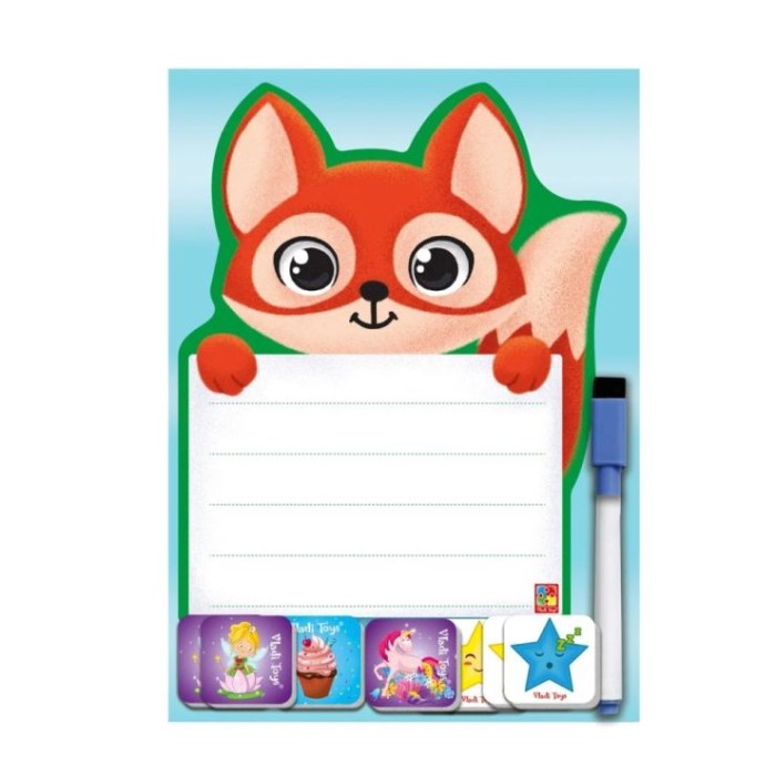 Магнітна дошка «Лисичка»: поле, маркер та 7 магнітів, під слюдою 24х32см, ТМ Vlady Toys