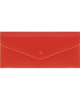 Евроконверт на кнопке, Е65, 180 мкм, фактура «глянец», прозрачный, красный, ТМ Economix