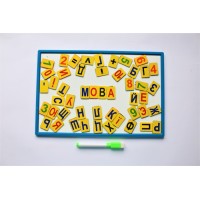 Магнітна дошка 308х207 мм + маркер, набір магнітних цифр та українських літер