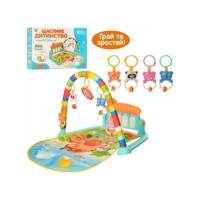 Килимок для немовляти 72х74 см з дугою музични й зі світлом, підвісками та піаніно, на батарейці