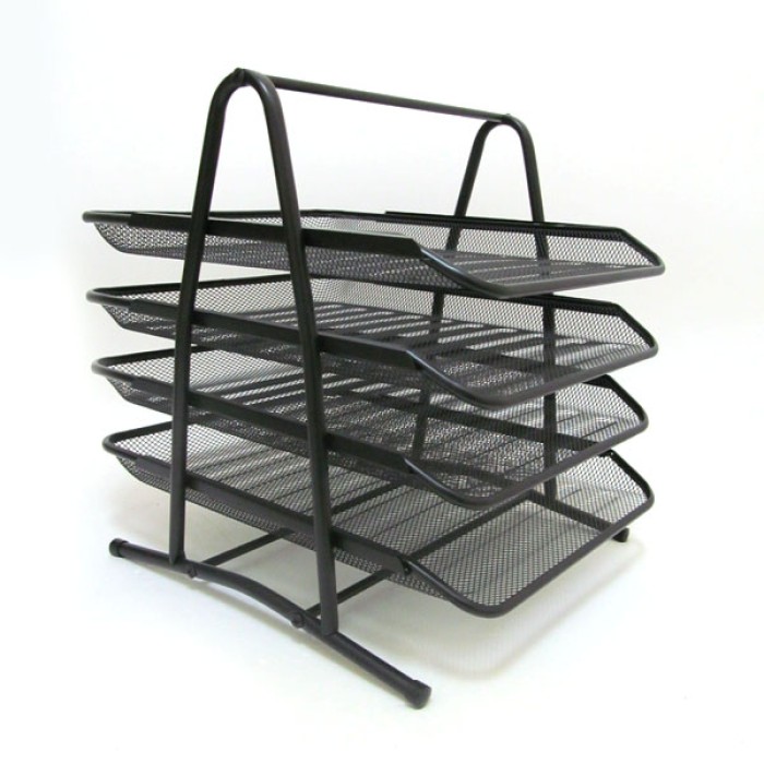 Лоток горизонтальний металевий «Сітка» на 4 відділення чорний, ТМ J.Otten