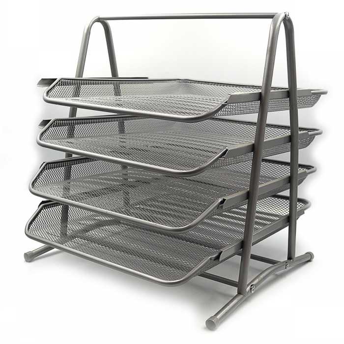 Лоток «Сітка» горизонтальний металевий на 4 відділення срібний 300х350 мм, ТМ J.Otten