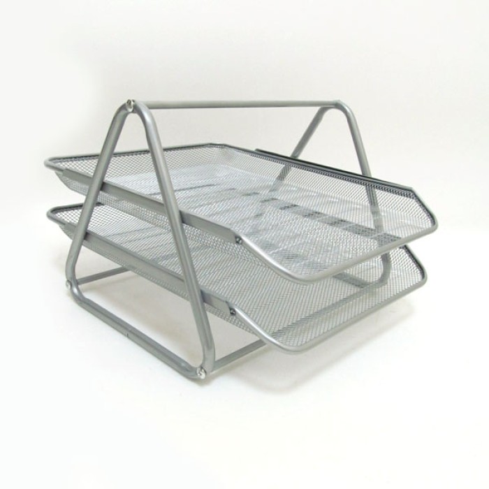 Лоток «Сітка» горизонтальний металевий на 2 відділення срібний 300х350 мм, ТМ J.Otten