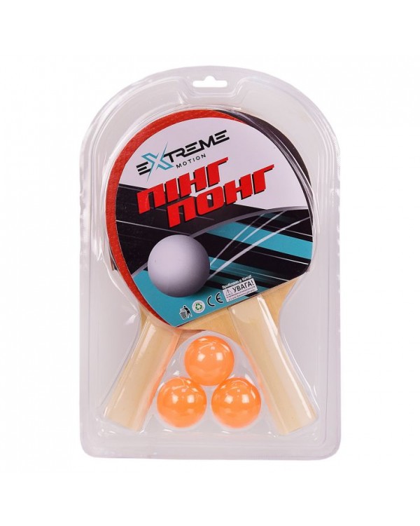 Настільний теніс «Extreme Motion» 2 ракетки, 3 м'ячика, в упаковці 19,5 см