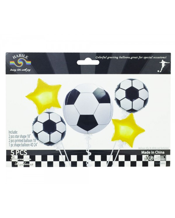 Набор шариков фольгированных «Футбол», 5 элементов, в ассортименте.