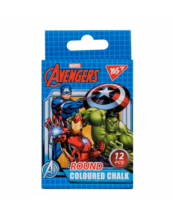 Мел «Marvel. Avengers», цветная, круглая, 12 шт., ТМ YES