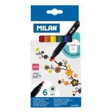 Фломастери по тканині, 6 кольорів,ТМ MILAN