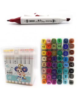 Набор скетч маркеров Mouse, 48 цветов, круглый/скош наконечник, пластиковая упаковка.