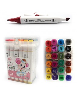 Набор скетч-маркеров «Mouse», 24 цвета, кругл/скош. наконечник, пластиковая упаковка