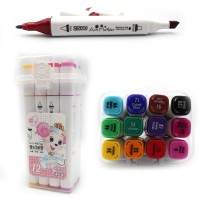 Набір скетчмаркерів «Mouse» на 12 кольорів, кругл/скош наконечник, в пластиковаій упаковці