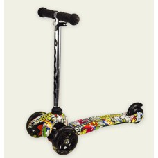 Самокат дитячий, 3-х колісний, принтований, колеса PU, зі світлом