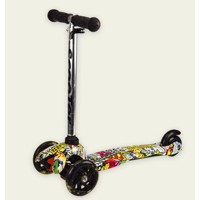 Самокат дитячий, 3-х колісний, принтований, колеса PU, зі світлом