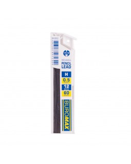 Стрижні для механічних олівців, графітні, H, 0.5 мм, 12 штук, ТМ Buromax