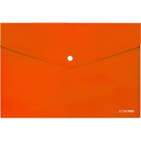 Папка-конверт на кнопці А4 180 мкм прозора з фактурою «глянець» помаранчева, ТМ Economix