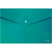 Папка-конверт на кнопці А4 180 мкм прозора з фактурою «глянець» бірюзова, ТМ Economix