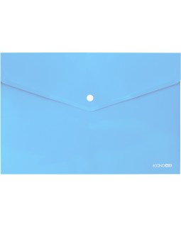 Папка - конверт на кнопке, А4, 180 мкм, прозрачная, фактура «глянец», голубая, ТМ Economi