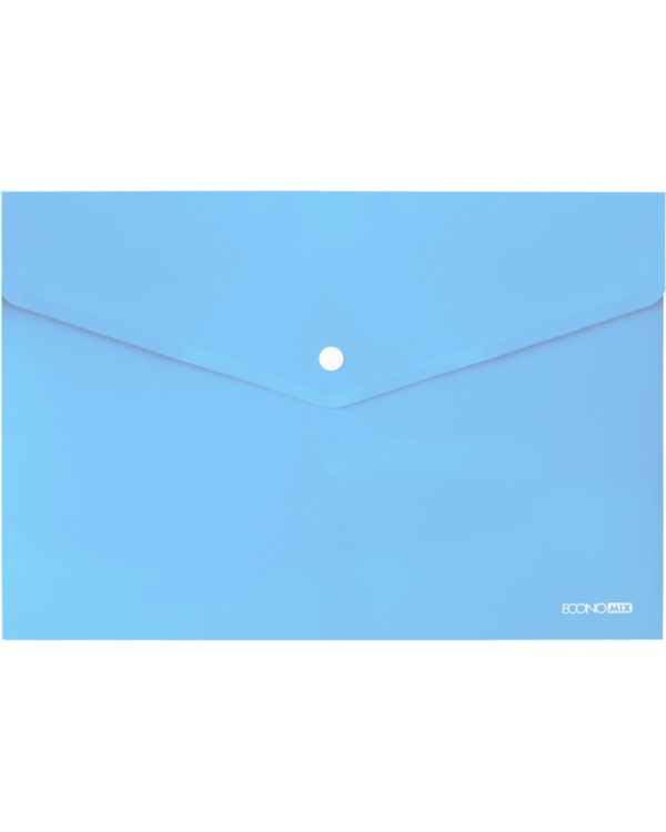 Папка - конверт на кнопке, А4, 180 мкм, прозрачная, фактура «глянец», голубая, ТМ Economi
