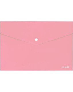 Папка-конверт на кнопке, А4, 180 мкм, прозрачная, фактура «глянец», пастельная розовая, ТМ Economi