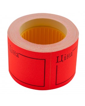 Етикетки - цінники, 50х40 мм, червоні, 50 шт., 6 метрів, зовнішня намотка, ТМ Buromax