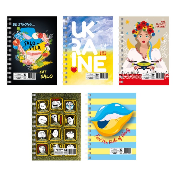 Блокнот «Патріотичний» А6 на 80 аркушів у клітинку на спіралі збоку з катронною обкладинкою, ТМ Апельсин