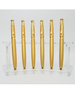 Ручка «Baixin», кулькова, металева, поворотна, синя, корпус золото, TM Baixin