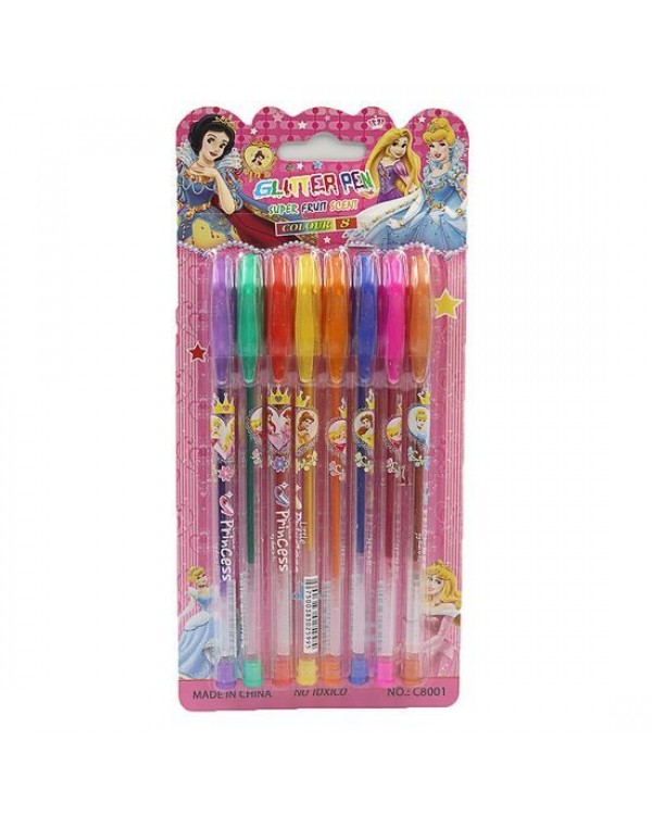 Набір гелевих ручок з блискітками «PR», L, 8 кольорів, у блістері