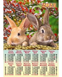 Календарь – плакат А2 «Кролики деньги» 2023год