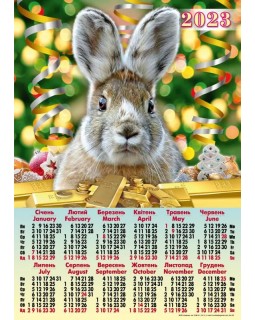 Календарь – плакат А2 «Кролик золото» 2023 год
