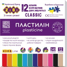 Пластилін «CLASSIC» на 12 кольорів 240 г, TM ZiBi