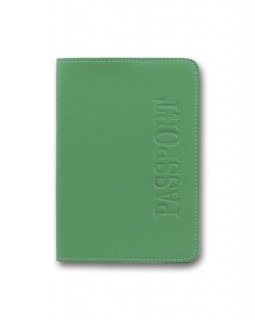 Обкладинка на паспорт, 100х135 мм, тиснення, заокруглені кути, зелена, екошкіра, ТМ Brisk