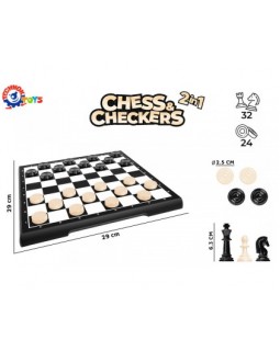 Набір з шашок 24 фігури та шахів 32 фігури у коробці 28х18х4 см, ТМ Технок