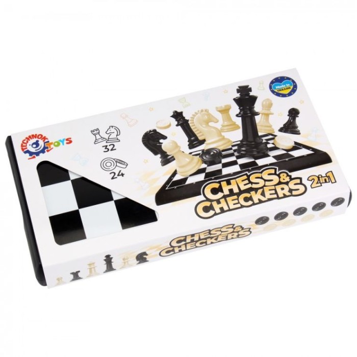 Набір з шашок 24 фігури та шахів 32 фігури, у коробці 28х18х4 см, ТМ Технок