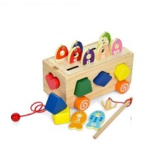 Розвиваючий центр 3 в 1 з 15 елементів: каталка, рибалка, сортер, у коробці 18х12х9 см