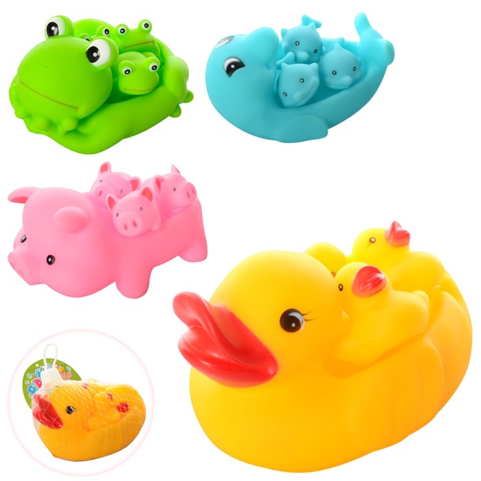 Набір для купання «Тваринка» з 4 фігурок-пищалок, в асортименті, у сітці 12х9х7 см
