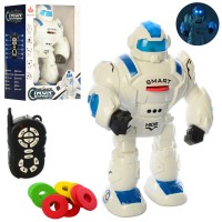 Робот 36 см р/к музичний зі звуком та світлом, ходить, їздить, стріляє дисками, на батарейці , у коробці 26х36х14 см