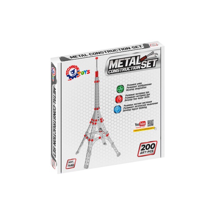 Конструктор металевий «Вежа» з 200 деталей, у коробці 19х19х3,5 см, ТМ Технок