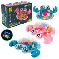 Крабик музичний з прозорим корпусом та рухомими деталями, на батарейці, в асортименті, у коробці 16,5х6х11,5 см