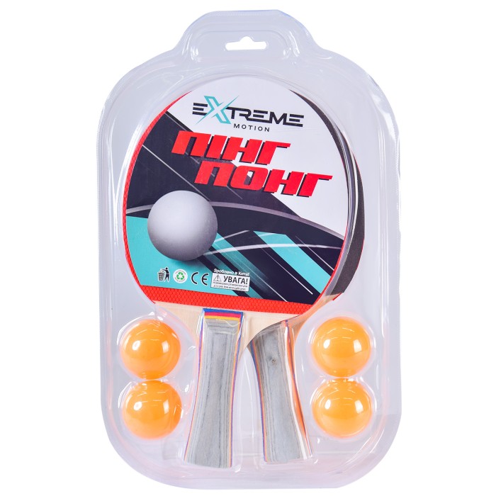 Набір для настільного тенісу: 2 ракетки та 4 м'ячики, в слюді 20х31,5х4 см