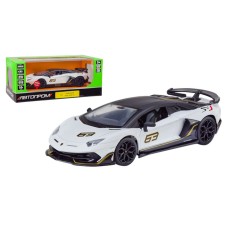 Машина «Lamborghini SVJ» 20 см металева зі світлом та дверима що відкриваються, на батарейці, у коробці 25х10х12 см, АВТОПРОМ