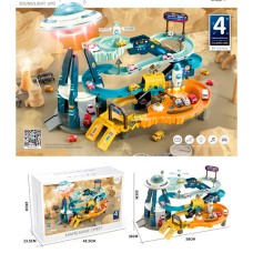 Гараж -космодром зі звуком та світлом, 4 машинками, 3 космічними кораблями, на батарейці, у коробці 42х13х28 см