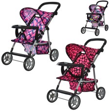Візочок для ляльки 60,5х33х57 см прогулянковий з 4 колесами по 13 см, у коробці 30х50х14,5 см