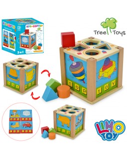 Дерев'яна іграшка «Сортер», 4 фігури, в коробці 12,5х12,5х12 см