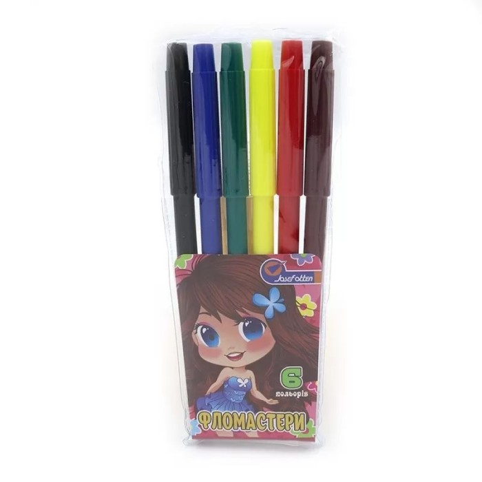 Фломастери «Дівчинка з метеликами» на 6 кольорів, ПВХ, ТМ J. Otten