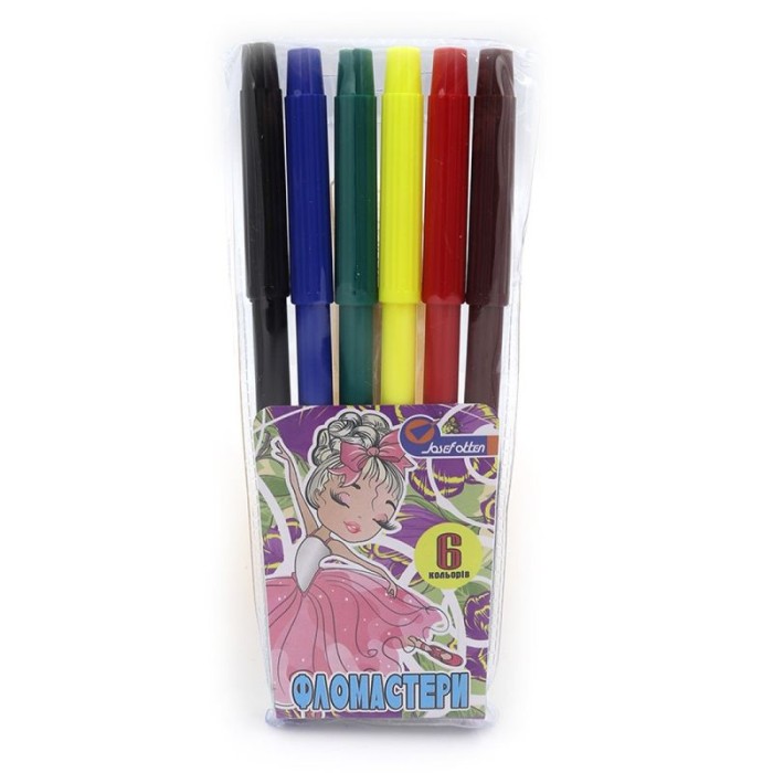 Фломастери «Балерина» на 6 кольорів, ПВХ, ТМ J. Otten