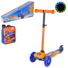 Самокат «Hot Wheels», 3-колісний , дитячий, складаний, колеса PU, світло