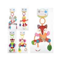 Підвіска на коляску, тварина/пташка, прорізувач, плюш, в асортименті, пакет 20х21х7 см