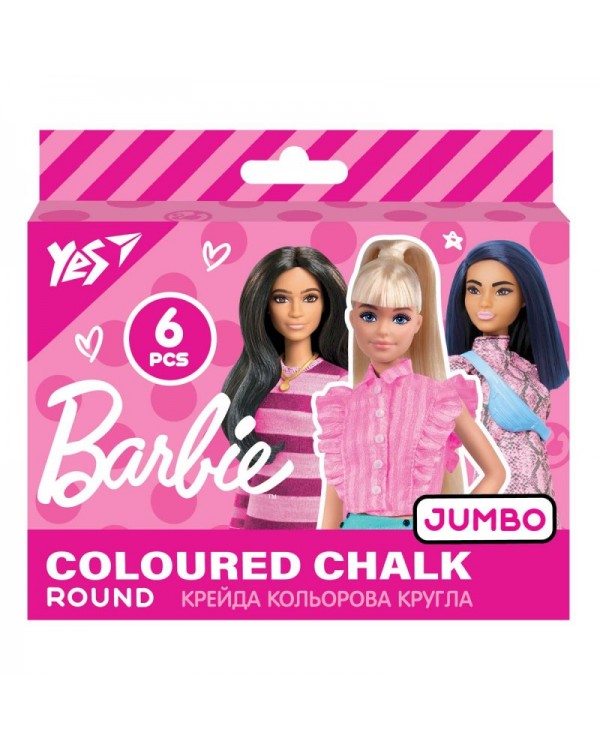 Крейда «Barbie» JUMBO, кольорова, 6 шт, ТМ YES