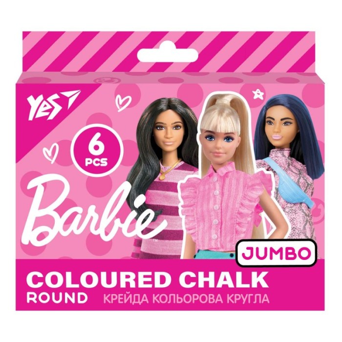 Крейда «Barbie» JUMBO, кольорова, 6 шт, ТМ YES