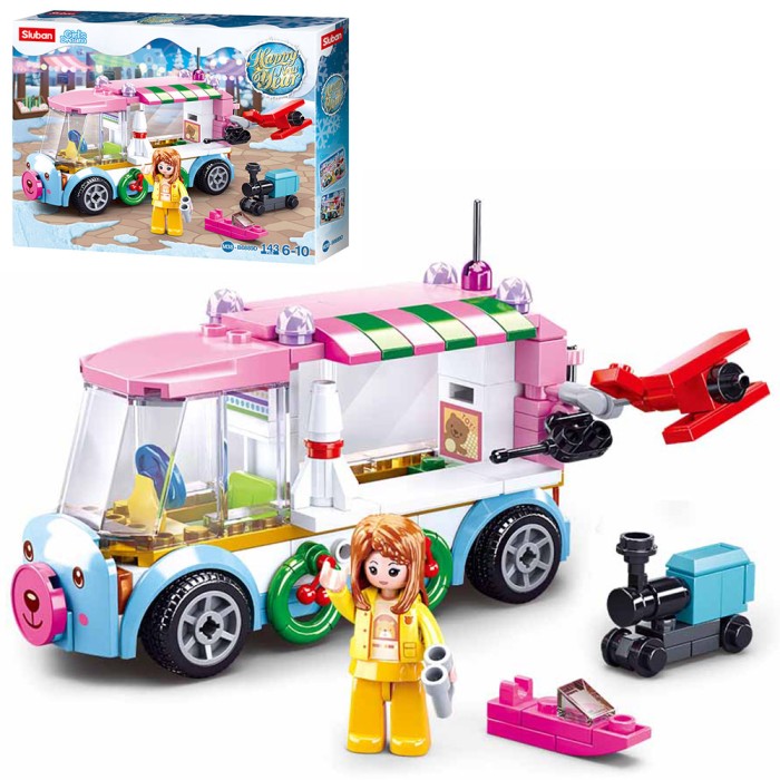 Конструктор «Станція» на 143 деталі з транспортом та фігуркою, у коробці 24х19х4,5 см, SLUBAN